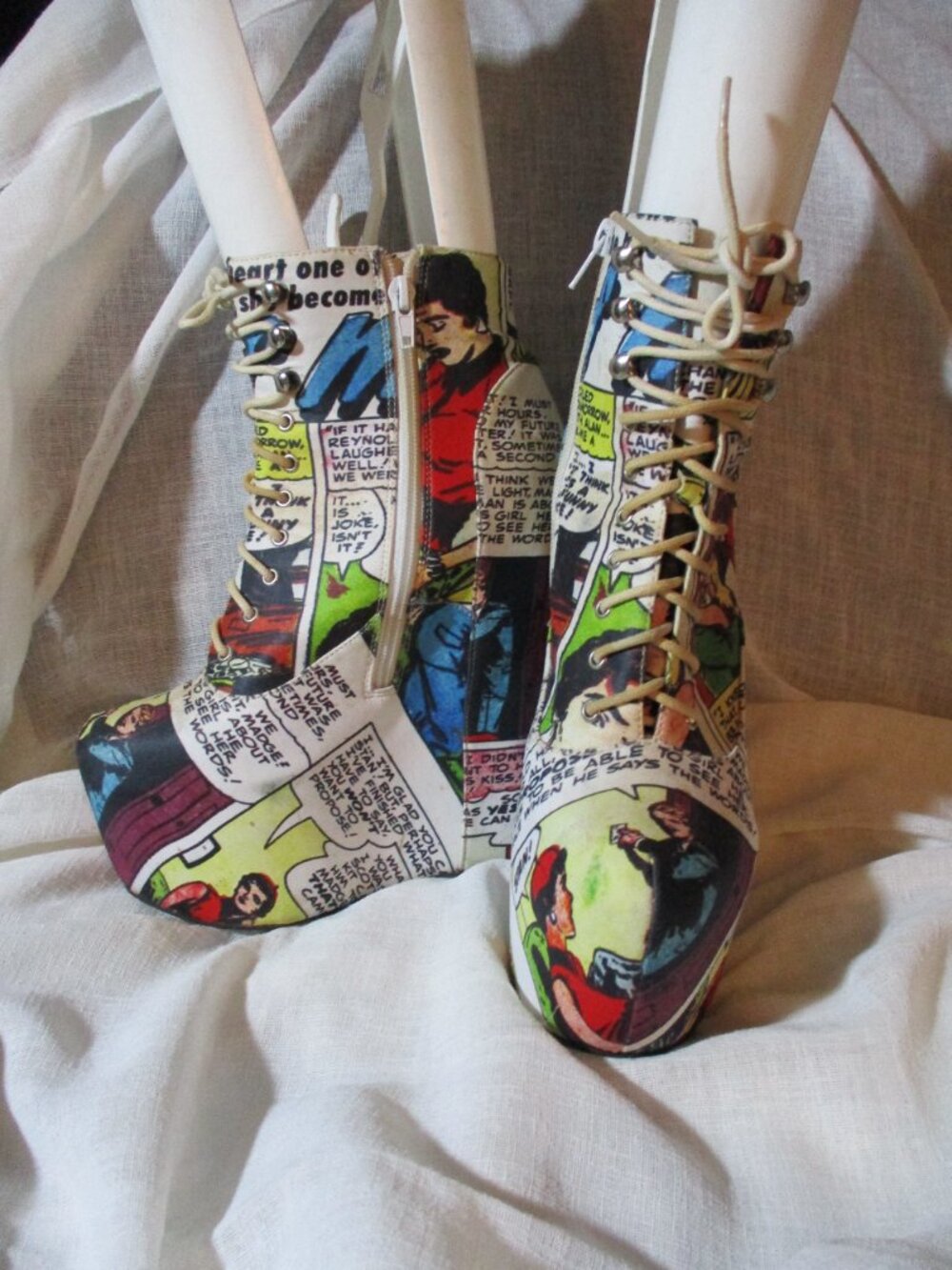 JEFFREY CAMPBELL Black Milk x COMIC BOOK wedge bootie PLATFORM High Heel Shoe - Picture 2 of 6